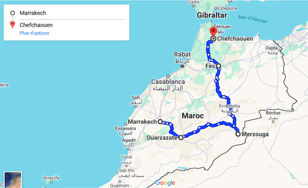 Tour de 4 días a Chefchaouen vía el Sahara